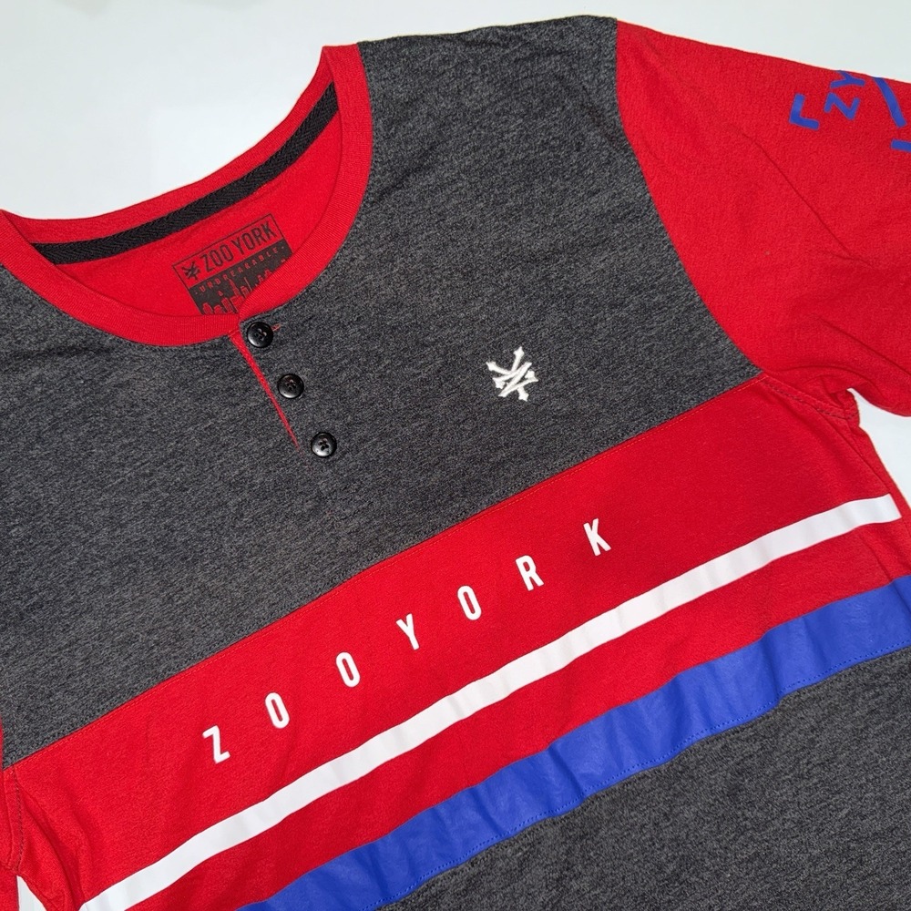 Zoo York Unbreakable Henley Shirt Mens Medium Red Colorblock Y2K Streetwear